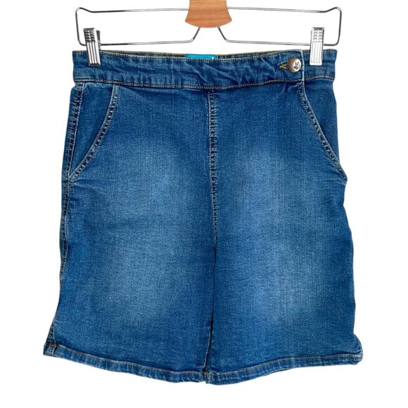 Hell Bunny Womens High Waisted Retro Pinup Denim Shorts Size Medium - Picture 1 of 11
